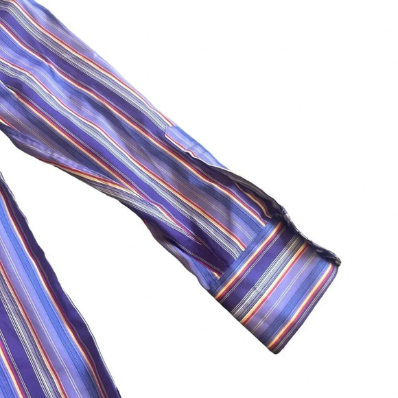 Robert Graham Purple Stripe Button-Down Shirt Dress Casual Size Medium Men's - Picture 8 of 11